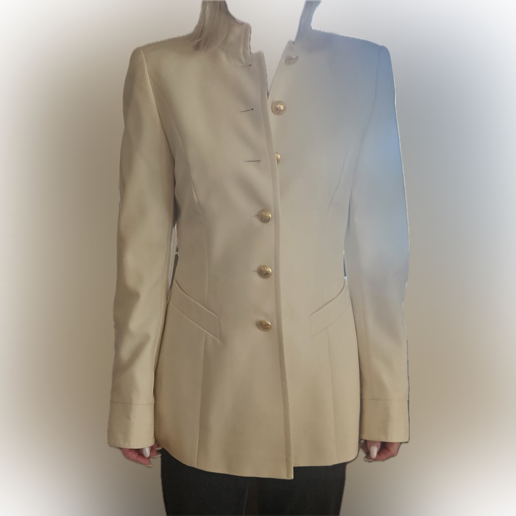 Vintage Escada Margaretha Ley Cream Blazer Gold Buttons Eu 36